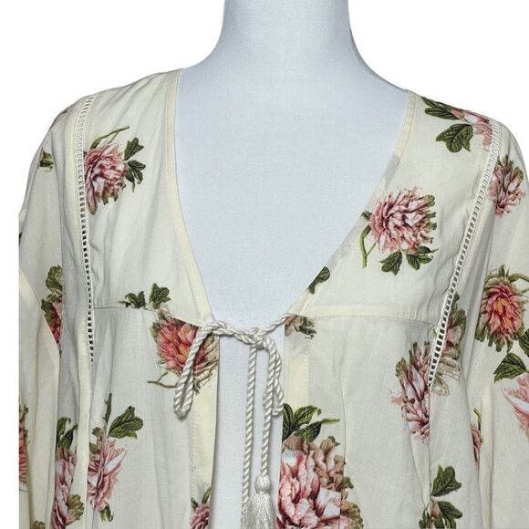 SKYE’S THE LIMIT Floral Kimono, Front Tie Closure, 3/4 Sleeves, Size M - Picture 2 of 8